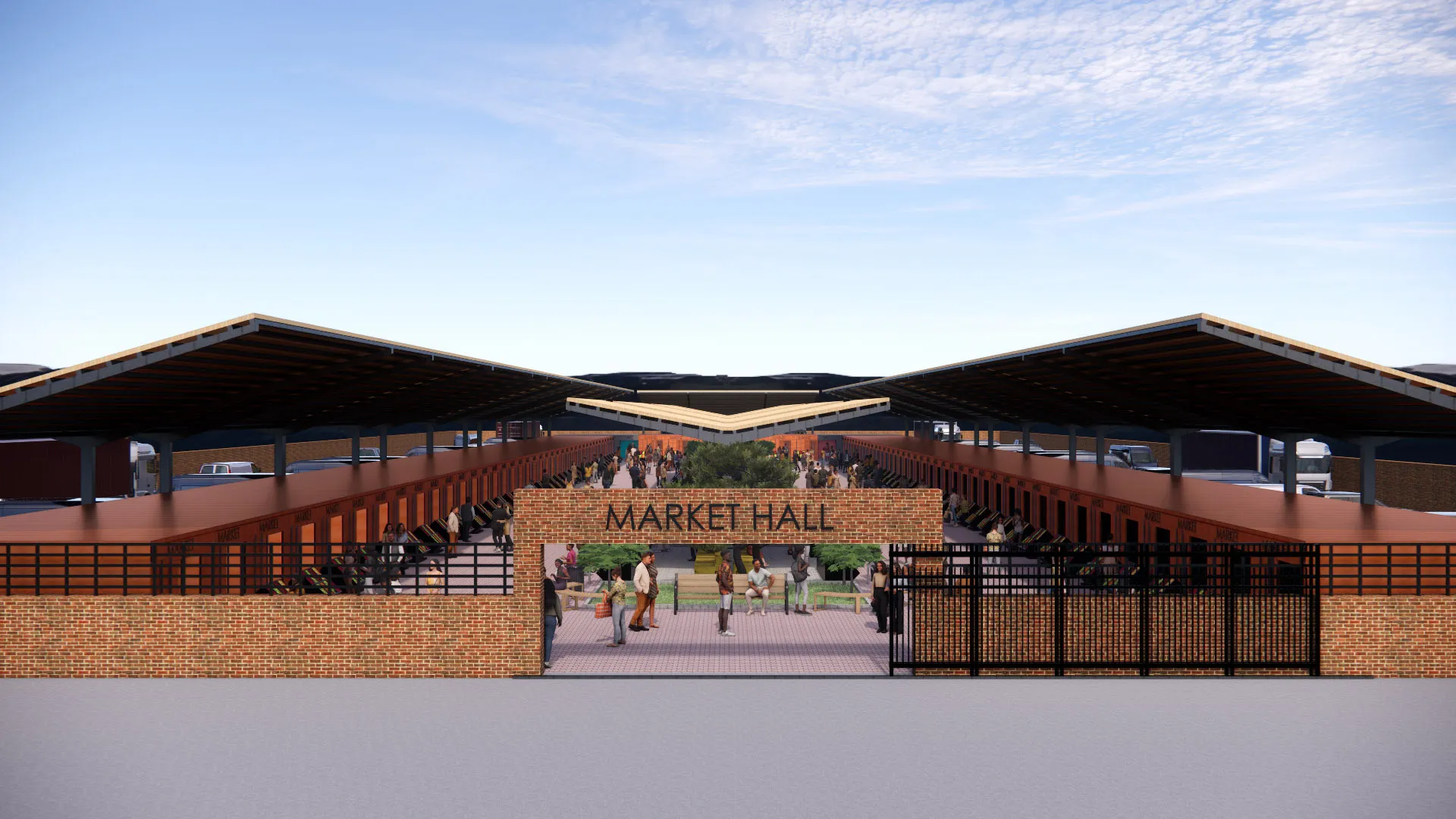 The project's aim is to create a market area that promotes commerce and social interaction in its location.