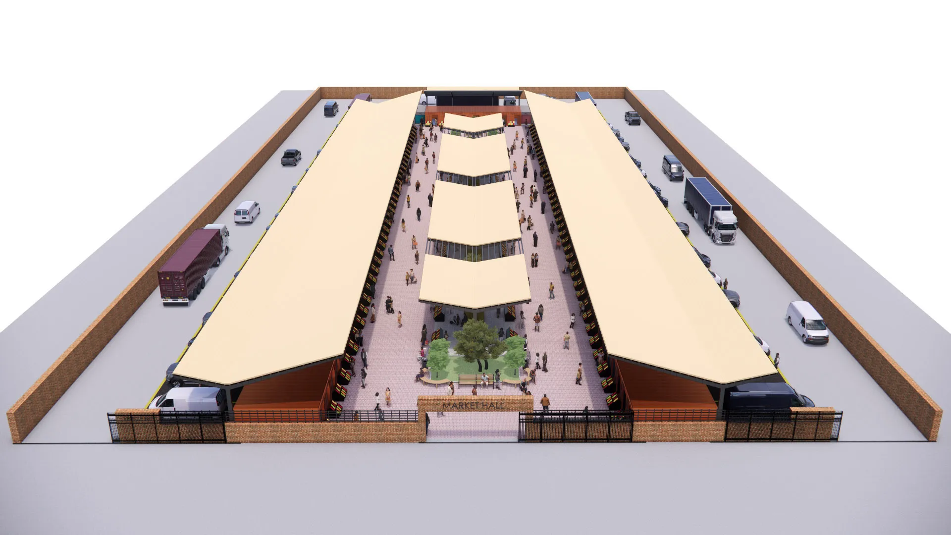 Pedestrian and vehicle circulation have been designed not to interfere with each other.