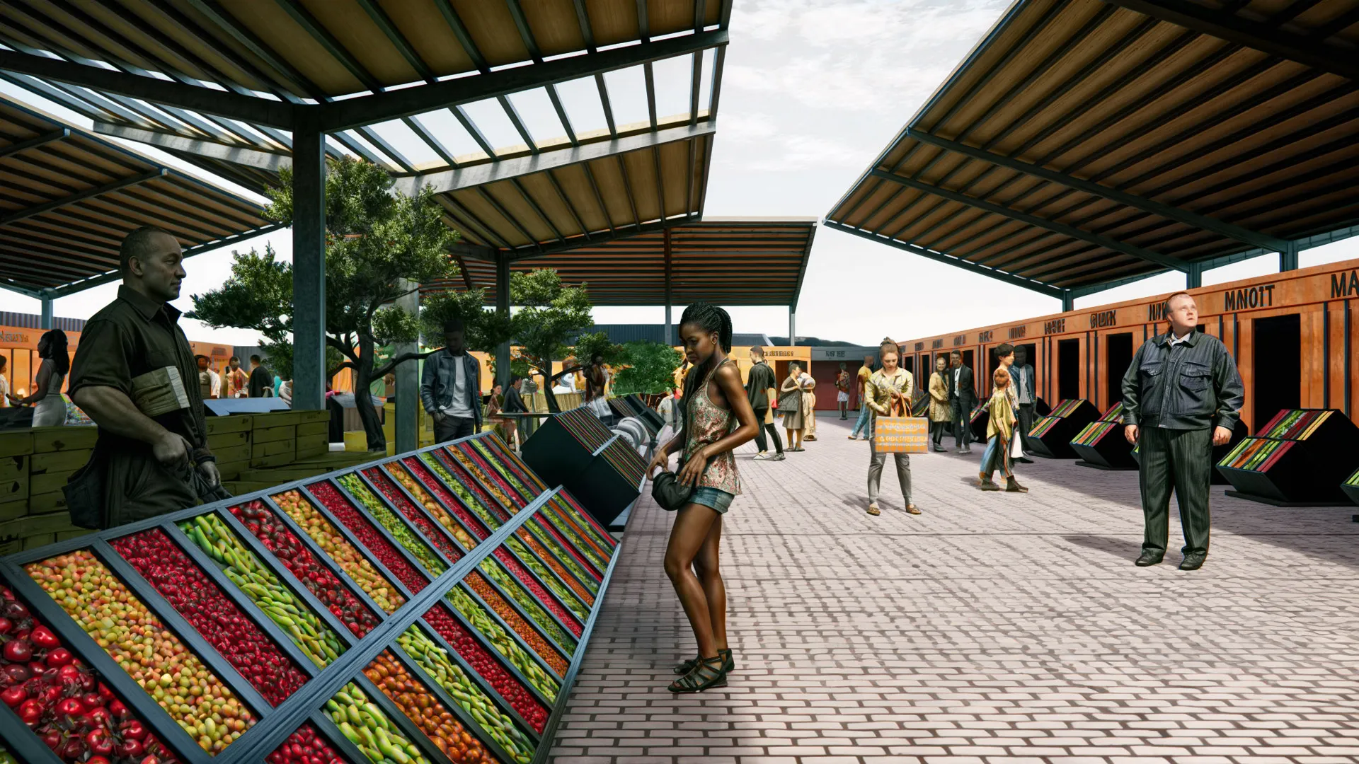 Shading elements have been positioned to affect both the shopping area and the loading area.
