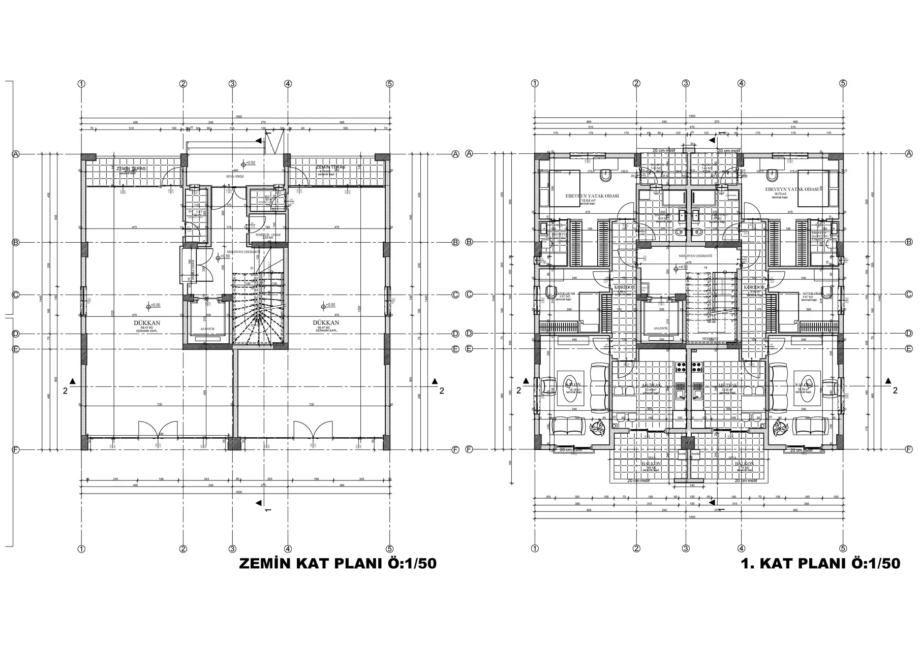 Ground floor and 1st floor plans.