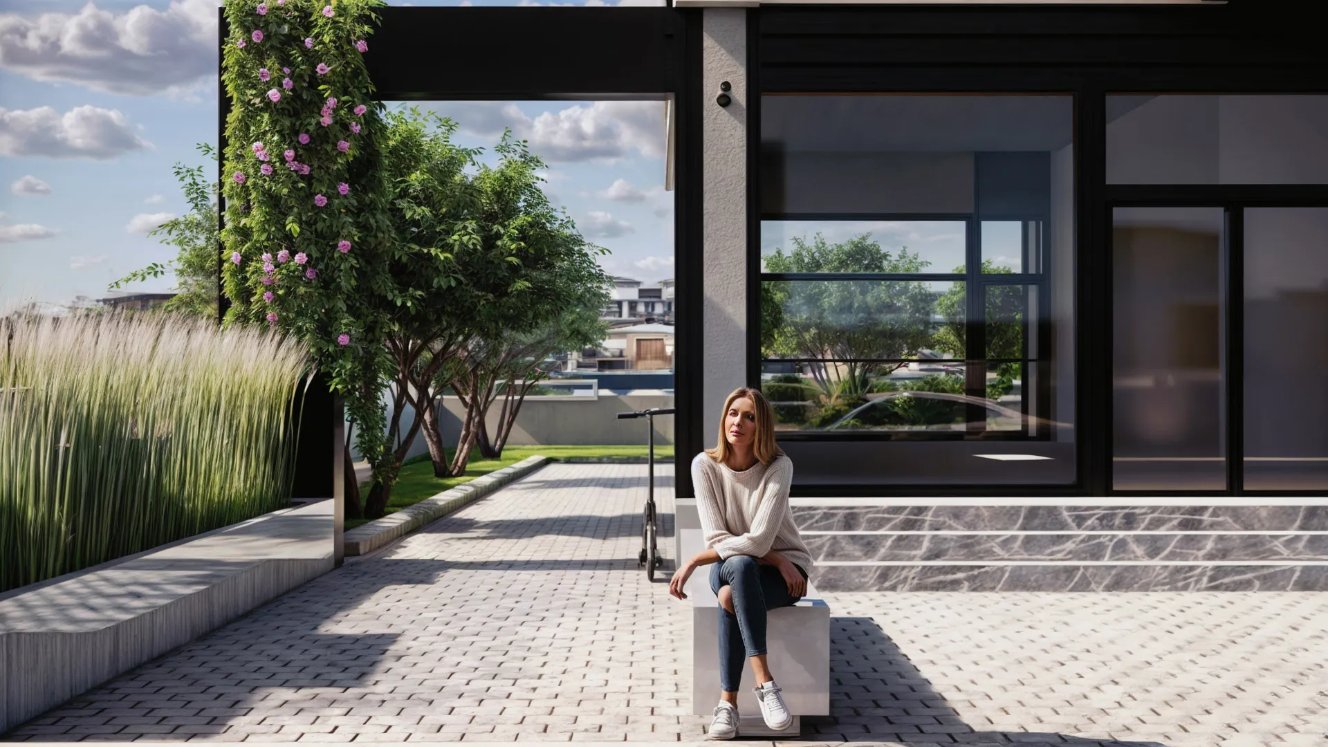 Garden entrance and waiting area.