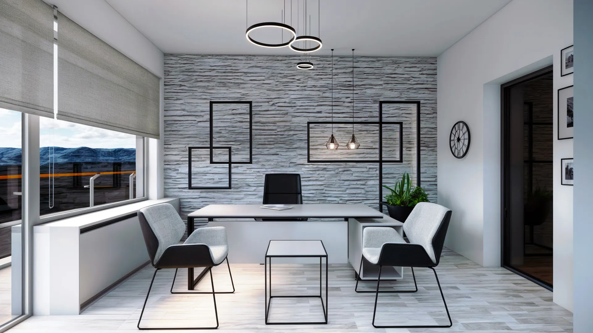 It was thought that the feeling of cleanliness with white tones should continue in the executive office as well.