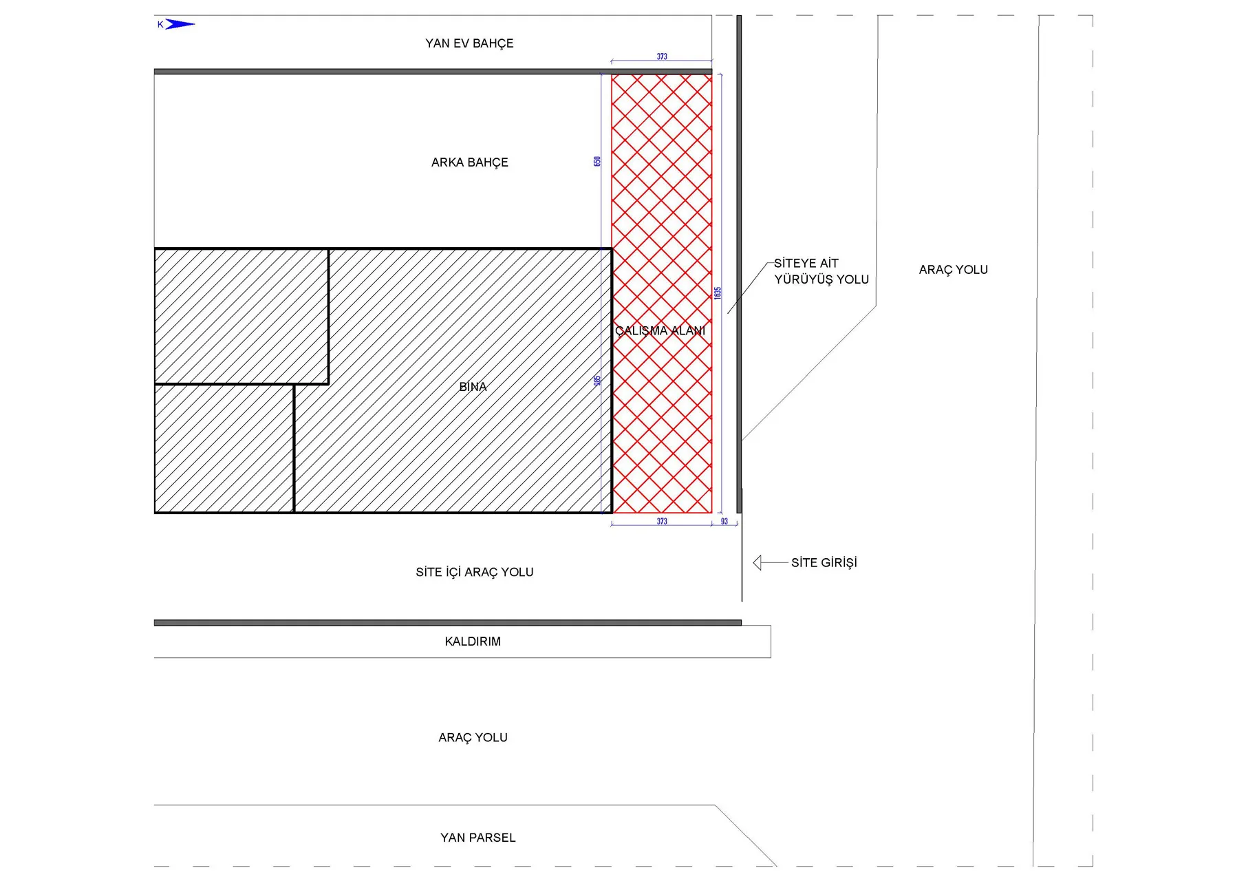 Project area shown in 2D drawing.