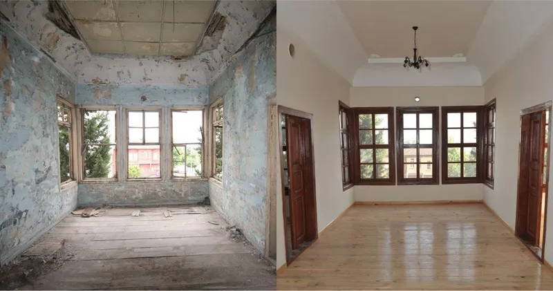 Photographs showing before and after the restoration application.
