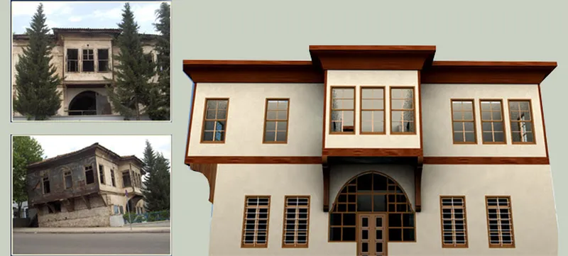Three-dimensional drawing of the building.